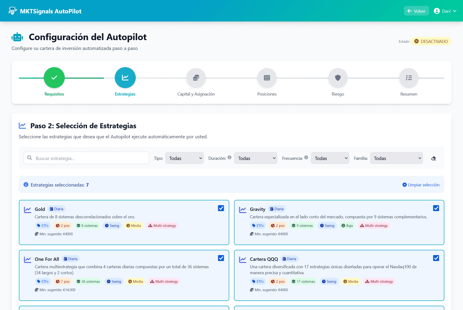 Selección de Estrategias